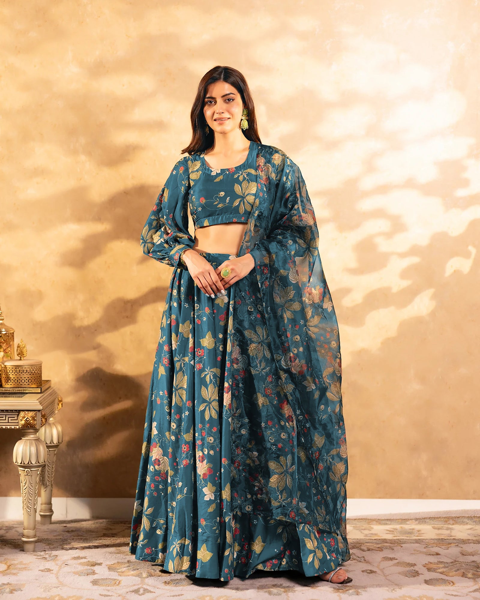 Heavy Airtex Chinon Digital Print Tiered Lehenga Choli Collection Clothsvilla