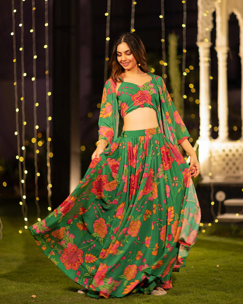 Heavy Airtex Chinon Digital Print Tiered Lehenga Choli Collection Clothsvilla Main image