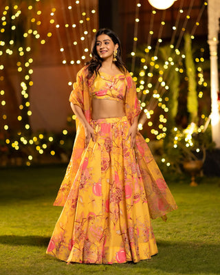 Heavy Airtex Chinon Digital Print Tiered Lehenga Choli Collection Clothsvilla