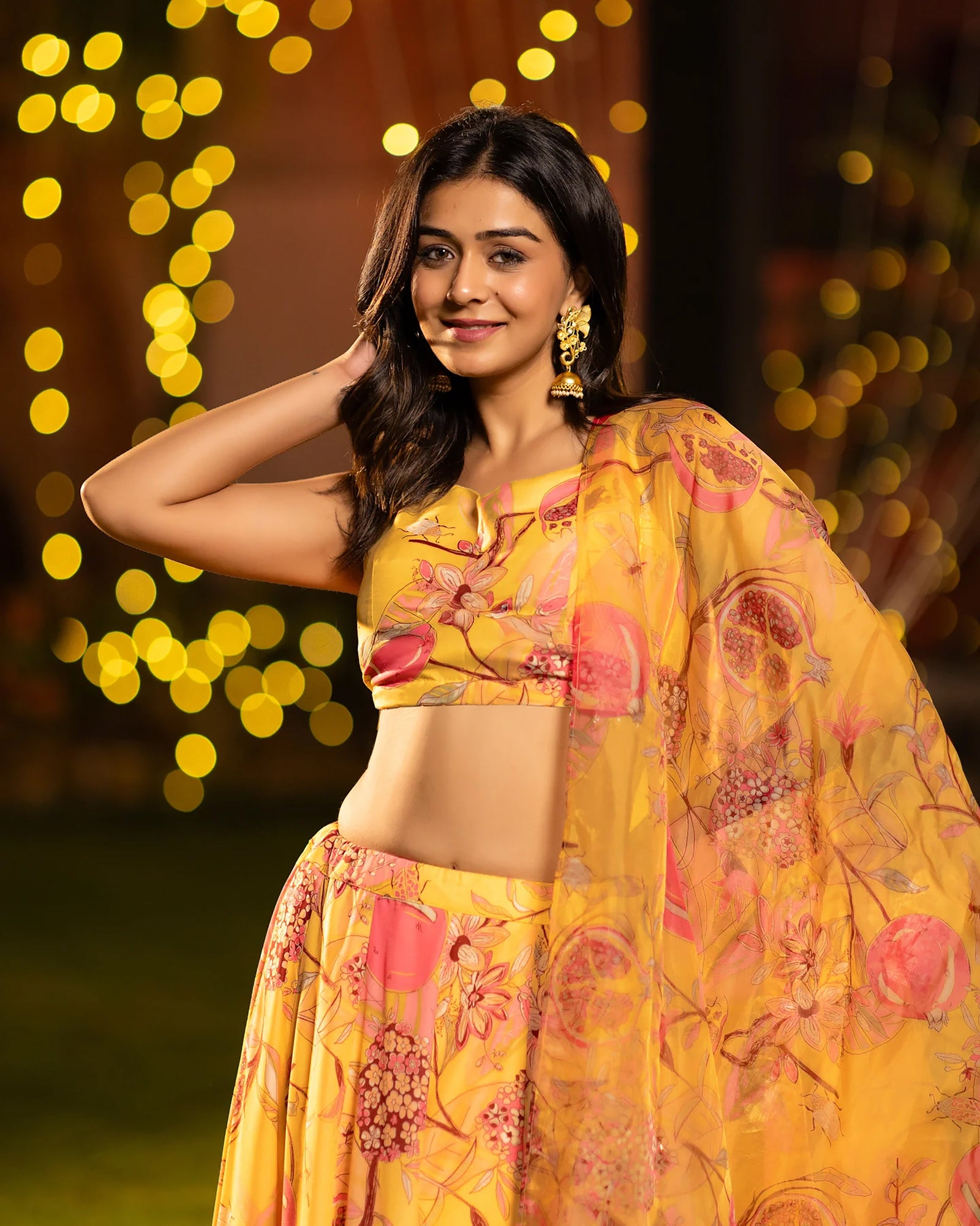 Heavy Airtex Chinon Digital Print Tiered Lehenga Choli Collection Clothsvilla