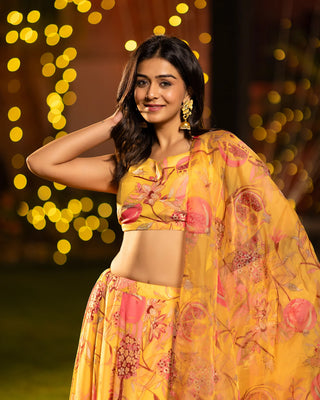 Heavy Airtex Chinon Digital Print Tiered Lehenga Choli Collection Clothsvilla