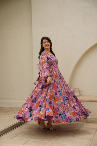 Heavy Chinon and Georgette Digital Print Anarkali Gown Clothsvilla