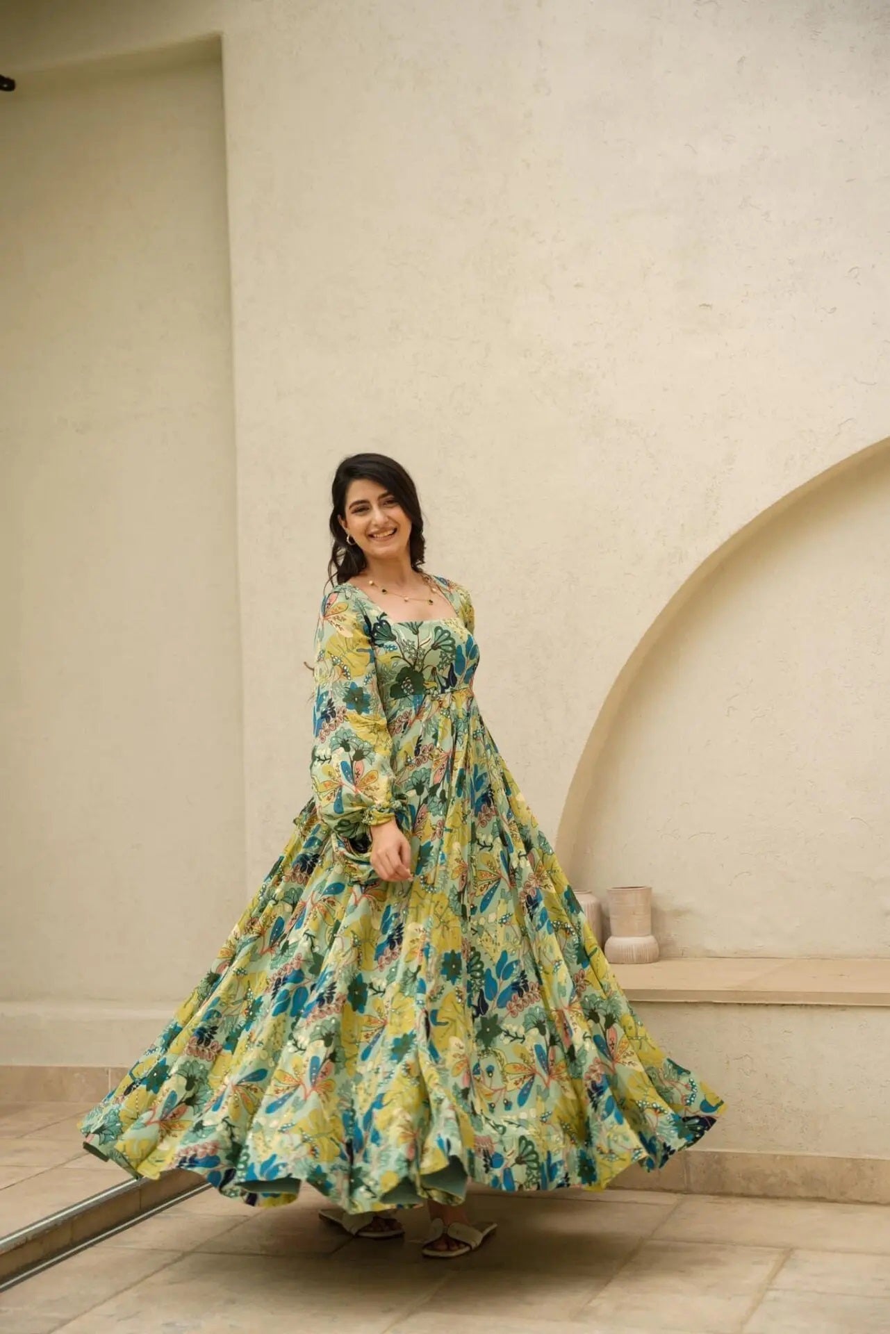 Heavy Chinon and Georgette Digital Print Anarkali Gown Clothsvilla