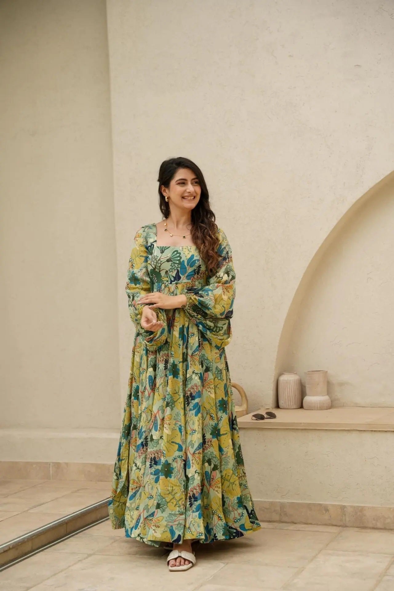 Heavy Chinon and Georgette Digital Print Anarkali Gown Clothsvilla