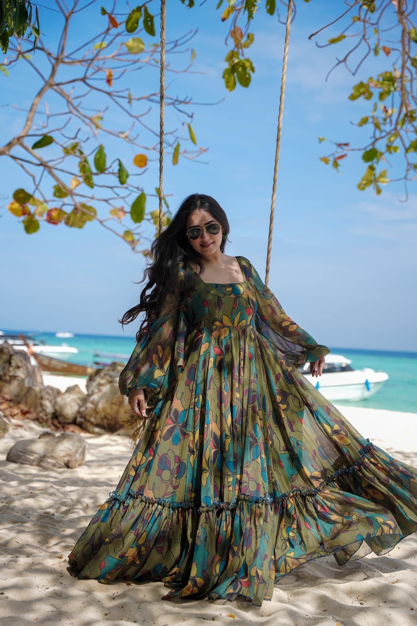 Heavy Chinon and Georgette Digital Print Anarkali Gown Clothsvilla
