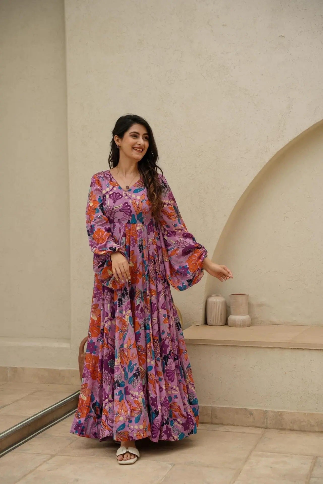 Heavy Chinon and Georgette Digital Print Anarkali Gown Clothsvilla