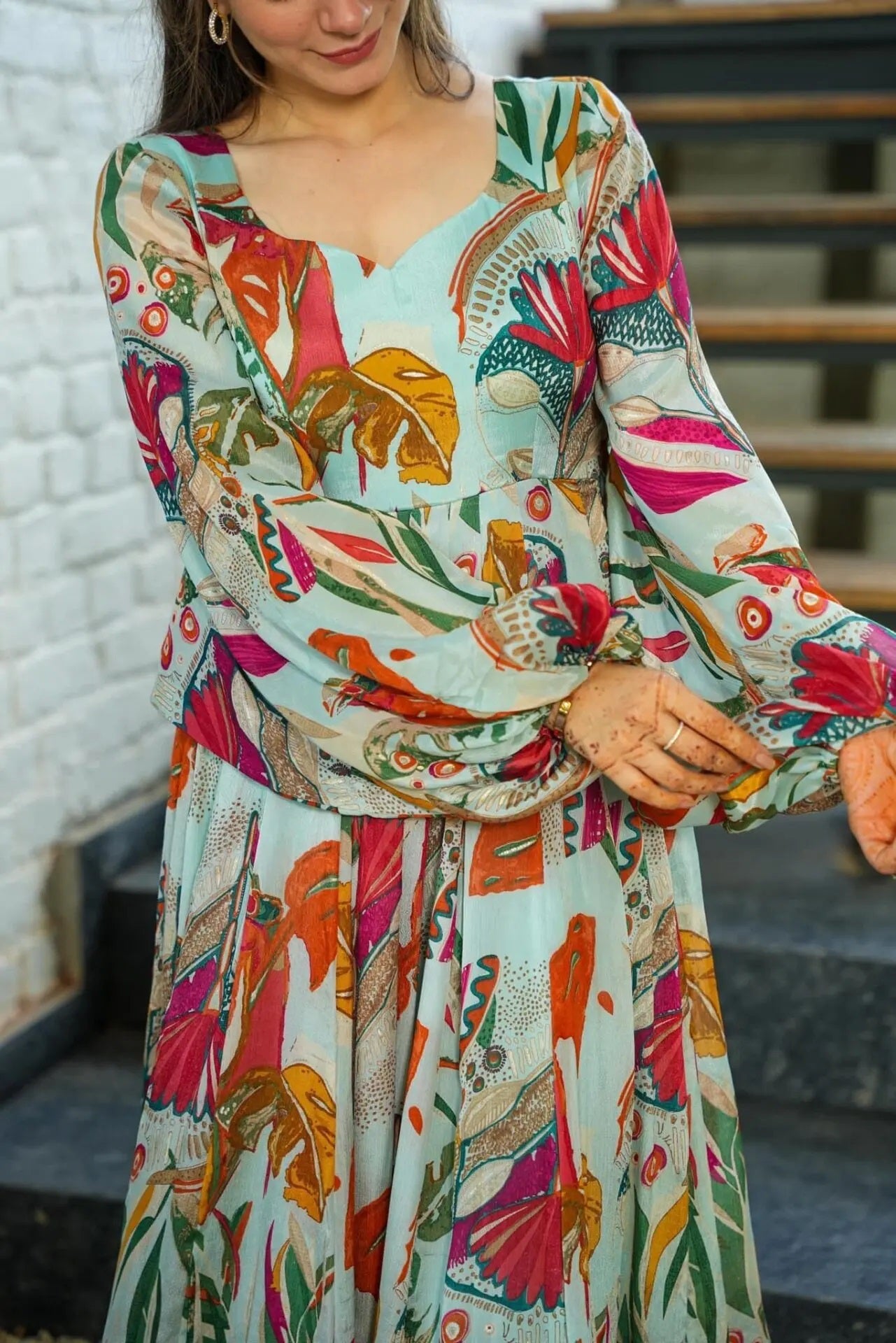 Heavy Chinon and Georgette Digital Print Anarkali Gown Clothsvilla