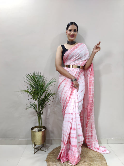 Heavy Chinon Prism Dyed Woven Ready-to-Wear Saree with Blouse Clothsvilla Main image