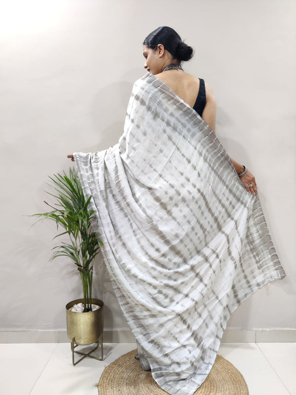Heavy Chinon Prism Dyed Woven Ready-to-Wear Saree with Blouse Clothsvilla