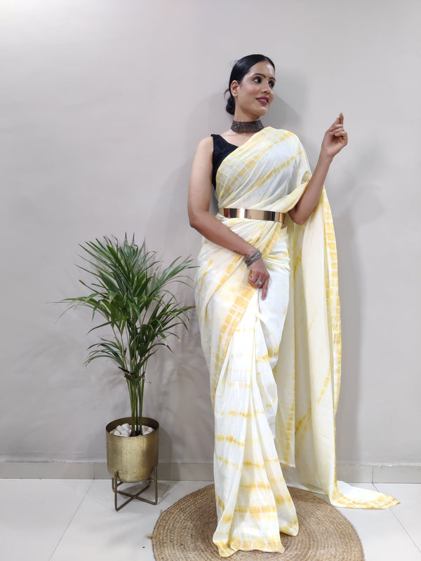 Heavy Chinon Prism Dyed Woven Ready-to-Wear Saree with Blouse Clothsvilla