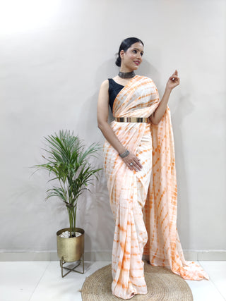 Heavy Chinon Prism Dyed Woven Ready-to-Wear Saree with Blouse Clothsvilla