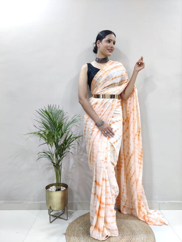 Heavy Chinon Prism Dyed Woven Ready-to-Wear Saree with Blouse Clothsvilla