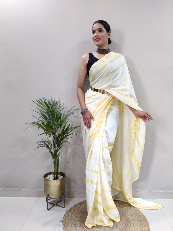 Heavy Chinon Prism Dyed Woven Ready-to-Wear Saree with Blouse Clothsvilla