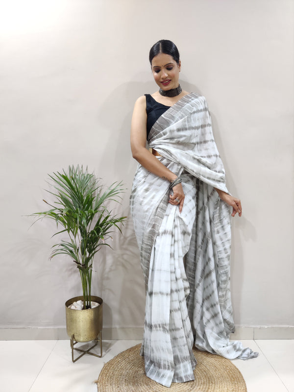 Heavy Chinon Prism Dyed Woven Ready-to-Wear Saree with Blouse Clothsvilla