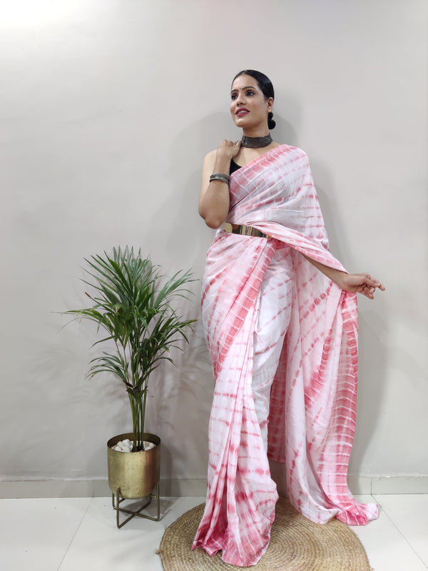 Heavy Chinon Prism Dyed Woven Ready-to-Wear Saree with Blouse Clothsvilla