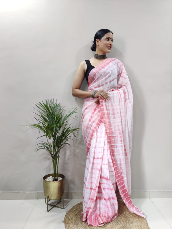 Heavy Chinon Prism Dyed Woven Ready-to-Wear Saree with Blouse Clothsvilla
