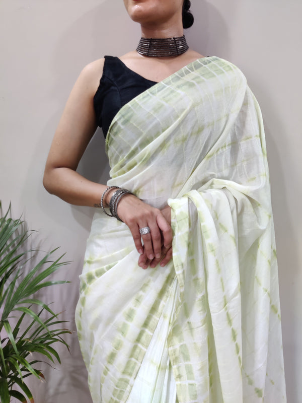 Heavy Chinon Prism Dyed Woven Ready-to-Wear Saree with Blouse Clothsvilla