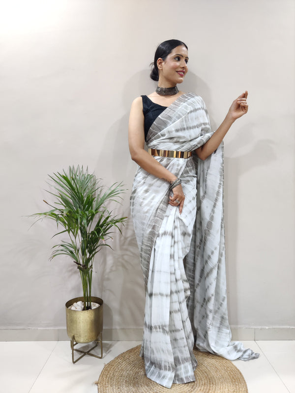 Heavy Chinon Prism Dyed Woven Ready-to-Wear Saree with Blouse Clothsvilla