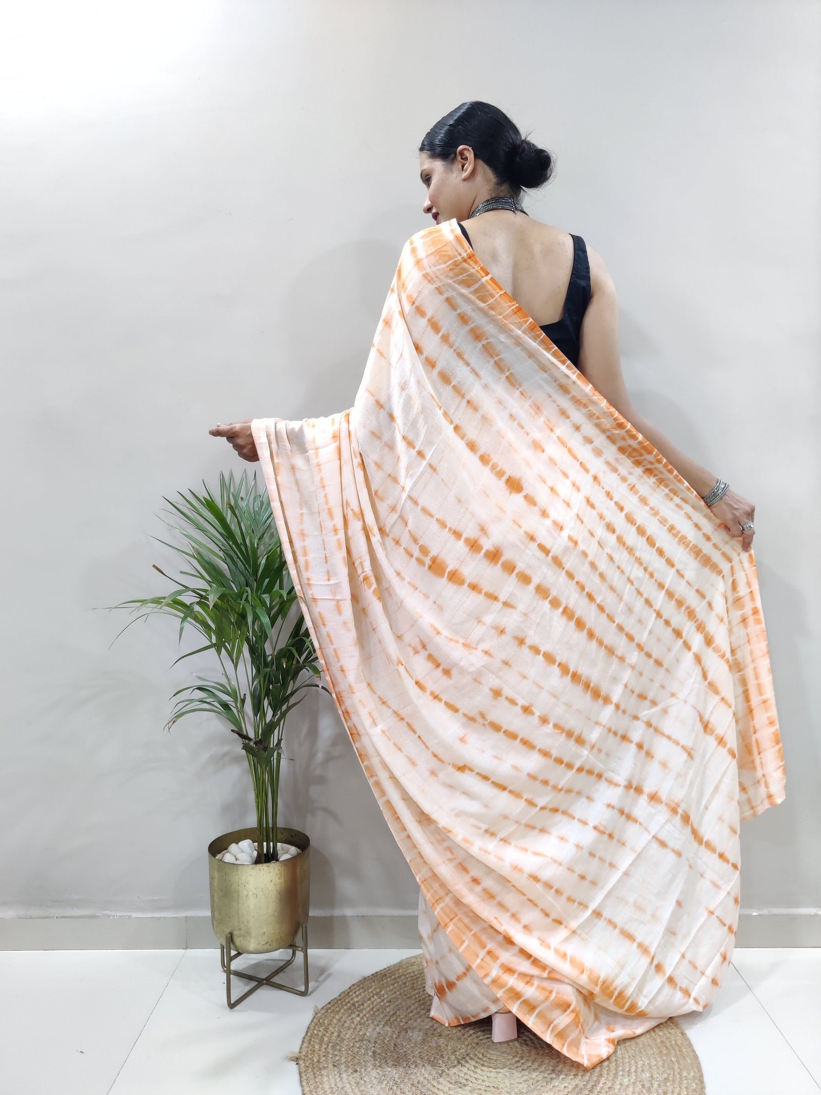 Heavy Chinon Prism Dyed Woven Ready-to-Wear Saree with Blouse Clothsvilla
