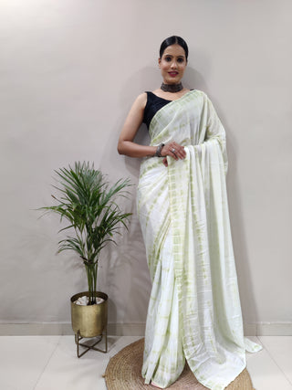 Heavy Chinon Prism Dyed Woven Ready-to-Wear Saree with Blouse Clothsvilla
