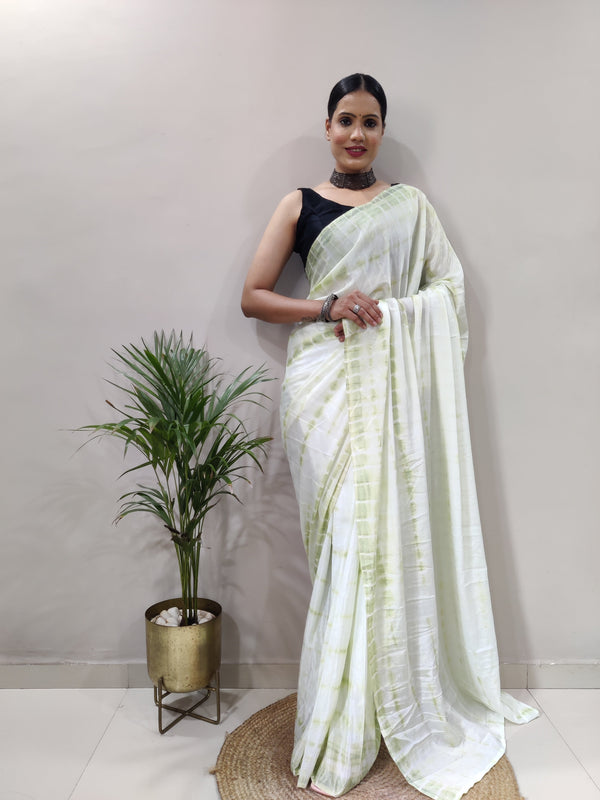 Heavy Chinon Prism Dyed Woven Ready-to-Wear Saree with Blouse Clothsvilla