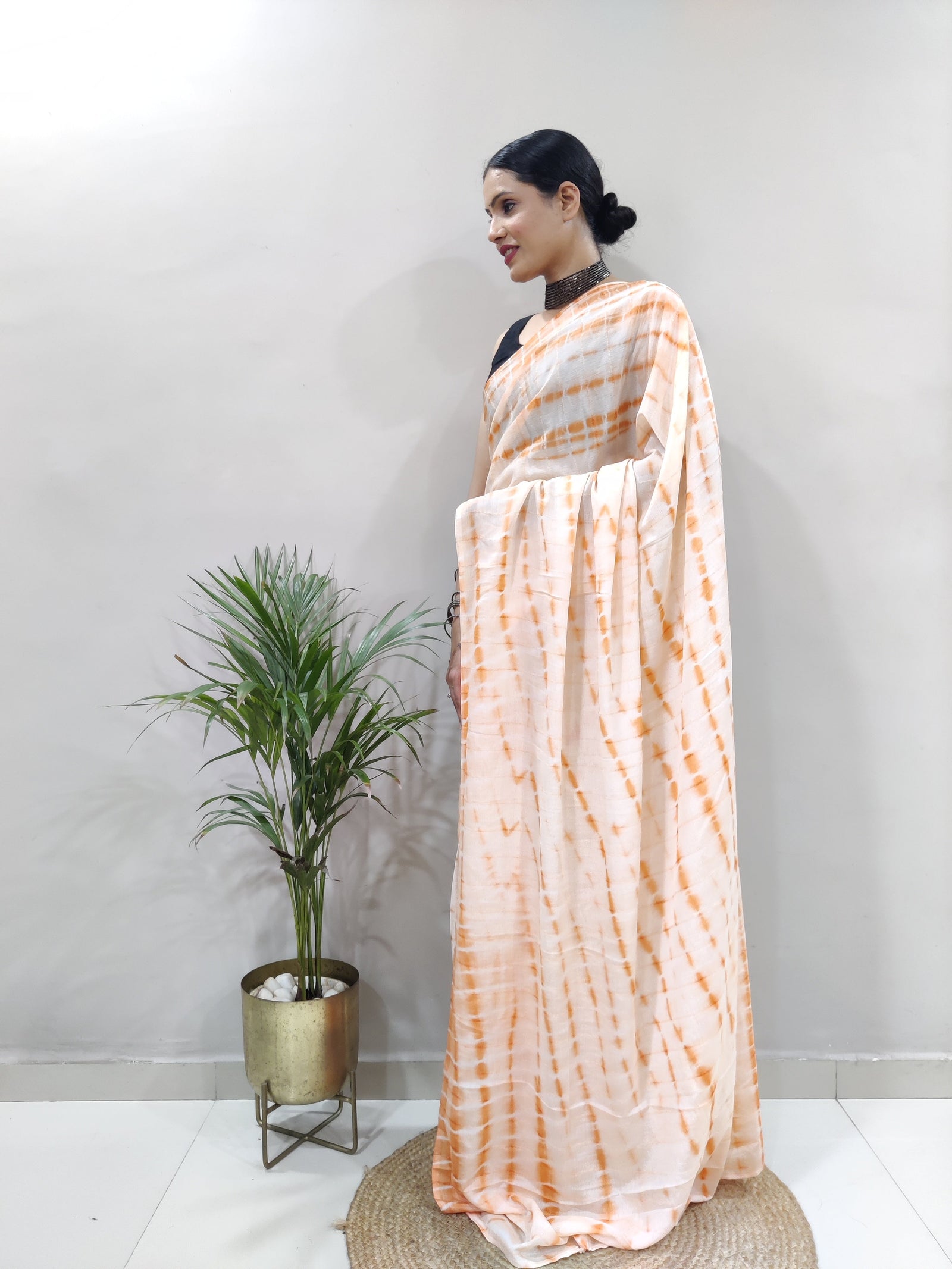 Heavy Chinon Prism Dyed Woven Ready-to-Wear Saree with Blouse Clothsvilla