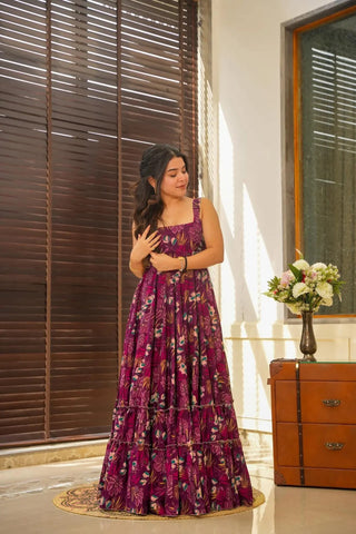 Heavy Digital Print Full Flare Anarkali Gown for Women Clothsvilla