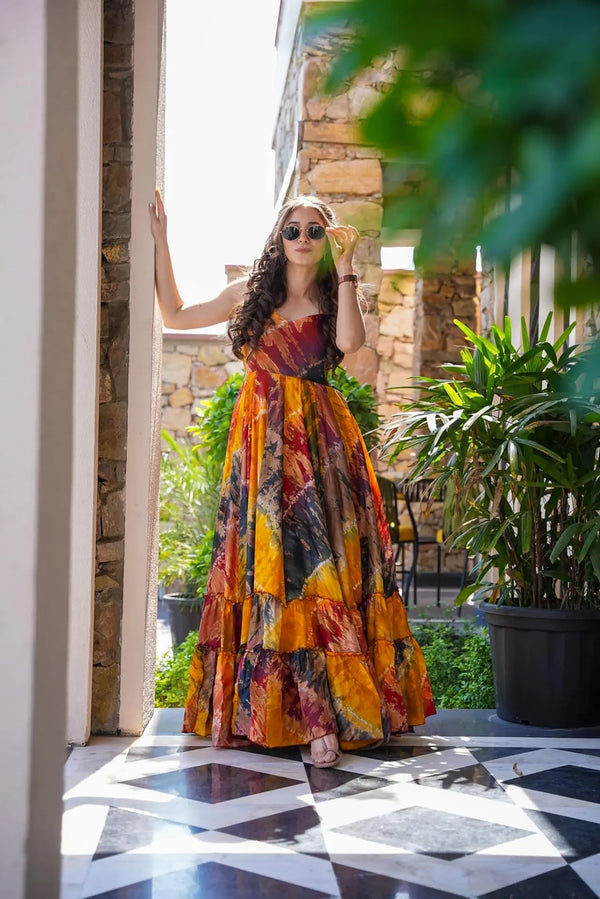 Heavy Digital Print Full Flare Anarkali Gown for Women Clothsvilla