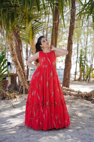 Heavy Digital Print Full Flare Anarkali Gown for Women Clothsvilla