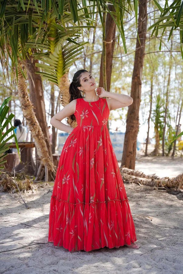 Heavy Digital Print Full Flare Anarkali Gown for Women Clothsvilla