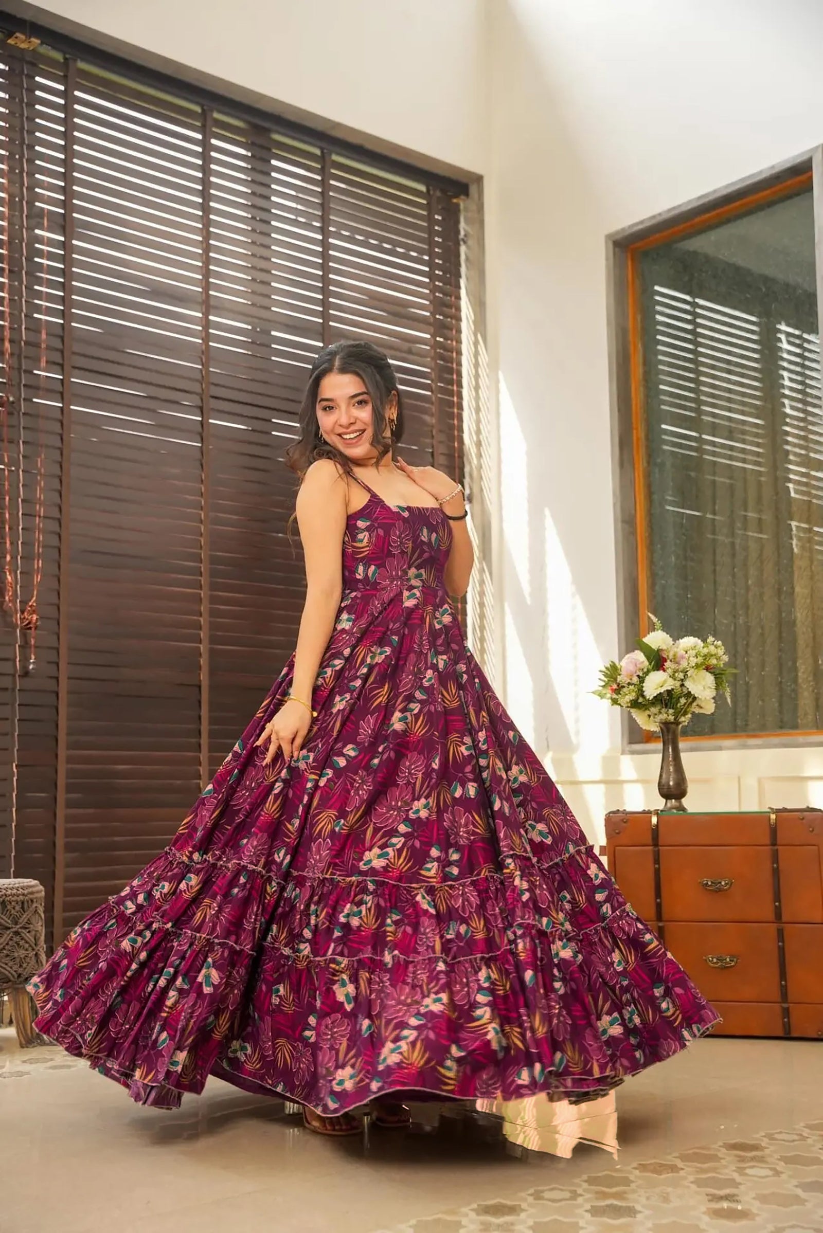 Heavy Digital Print Full Flare Anarkali Gown for Women Clothsvilla