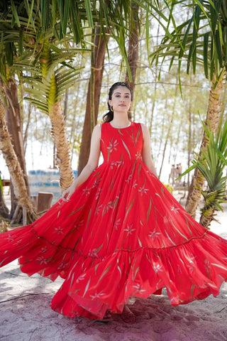 Heavy Digital Print Full Flare Anarkali Gown for Women Clothsvilla