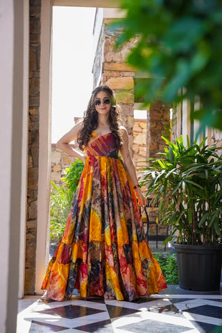 Heavy Digital Print Full Flare Anarkali Gown for Women Clothsvilla