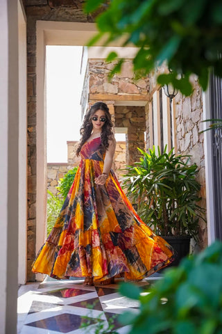 Heavy Digital Print Full Flare Anarkali Gown for Women Clothsvilla