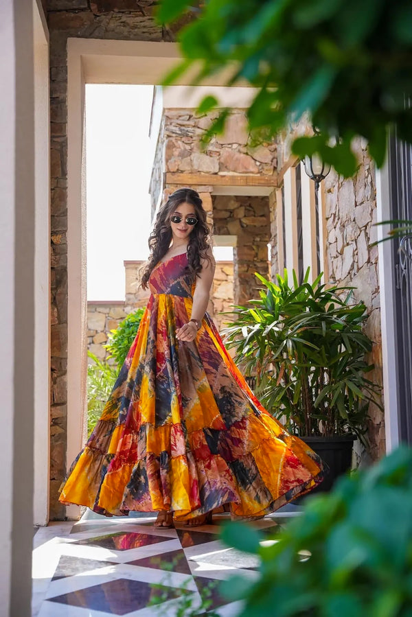 Heavy Digital Print Full Flare Anarkali Gown for Women Clothsvilla