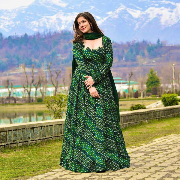 Heavy Digital Print Full Flare Gown Collection for Women Clothsvilla