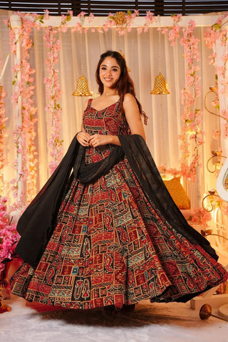 Heavy Digital Print Full Flare Gown Collection for Women Clothsvilla