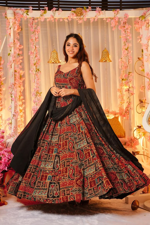 Heavy Digital Print Full Flare Gown Collection for Women Clothsvilla