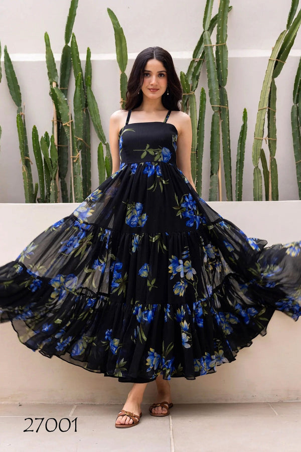 Heavy Faux Georgette Digital Print Flared Anarkali Gown for Women Clothsvilla