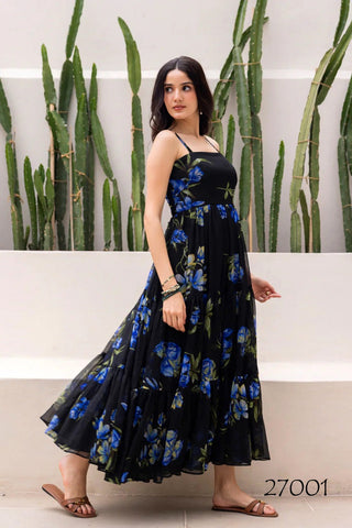 Heavy Faux Georgette Digital Print Flared Anarkali Gown for Women Clothsvilla