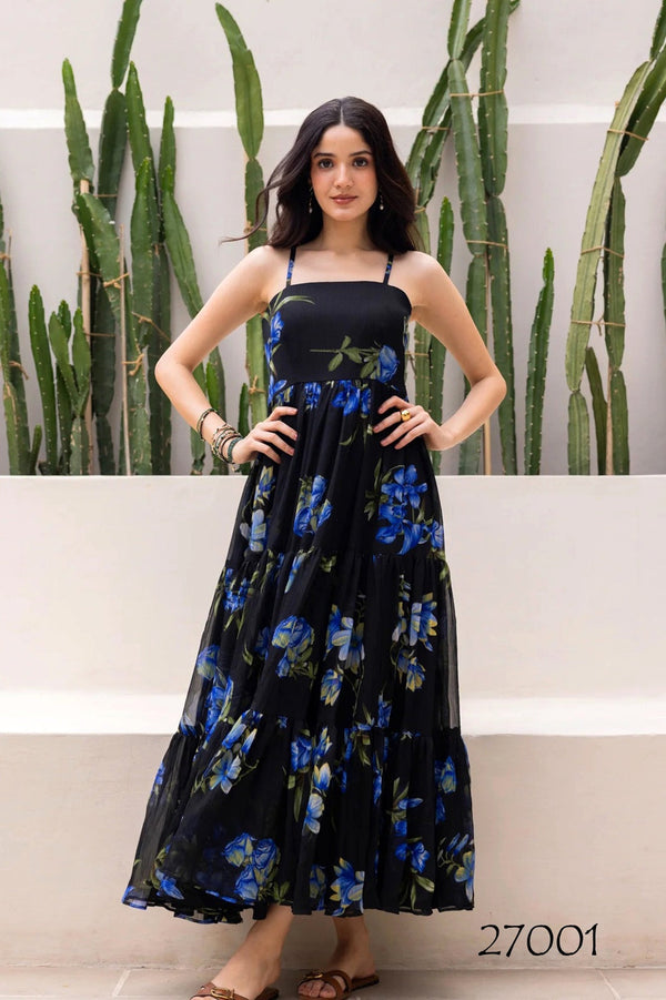 Heavy Faux Georgette Digital Print Flared Anarkali Gown for Women Clothsvilla