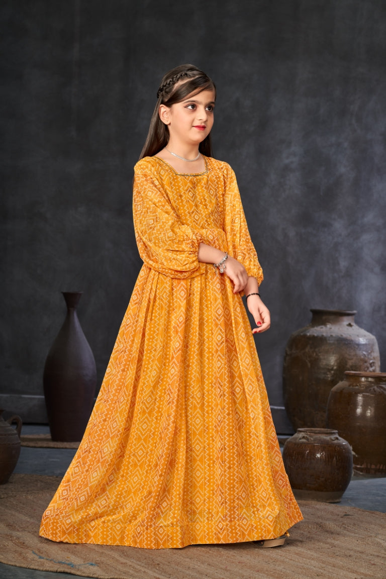 Heavy Georgette Digital Print Fully Flared Anarkali Gown for Girls Clothsvilla