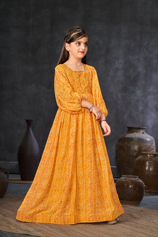 Heavy Georgette Digital Print Fully Flared Anarkali Gown for Girls Clothsvilla