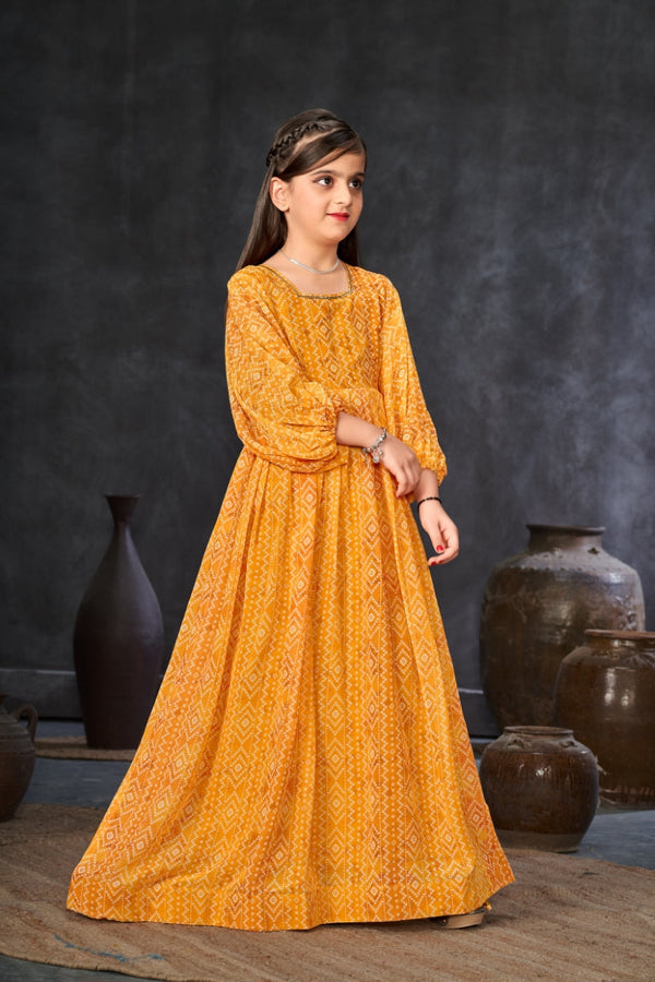 Heavy Georgette Digital Print Fully Flared Anarkali Gown for Girls Clothsvilla