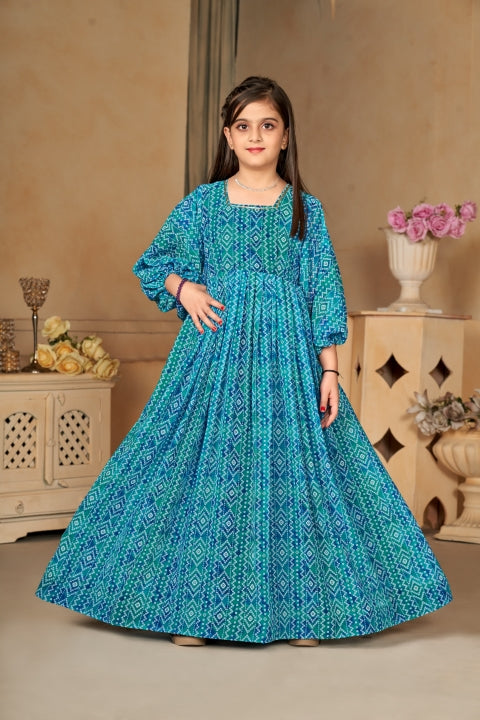Heavy Georgette Digital Print Fully Flared Anarkali Gown for Girls Clothsvilla