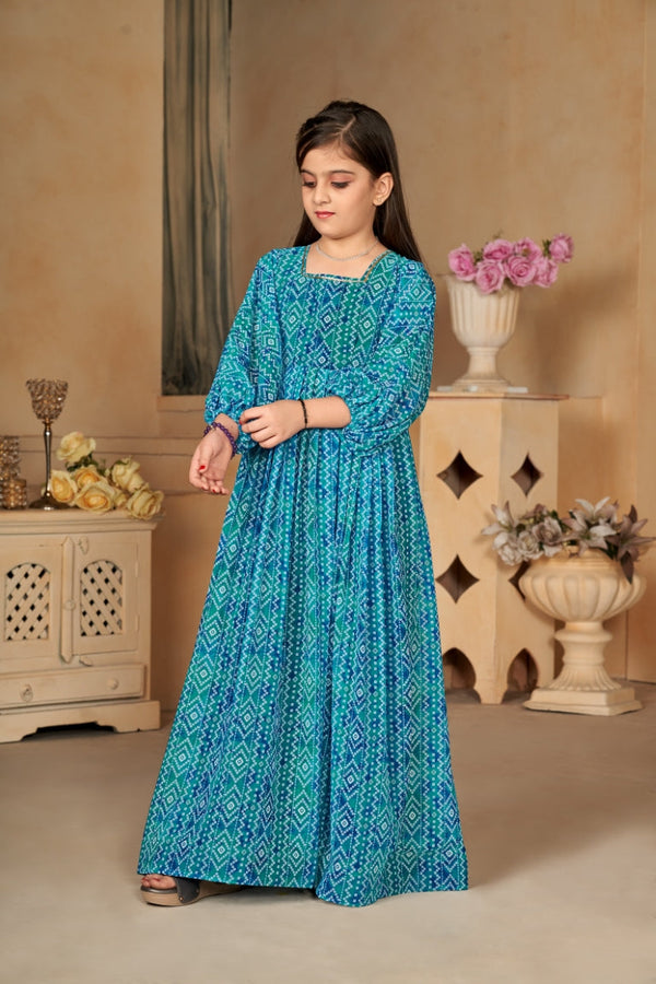 Heavy Georgette Digital Print Fully Flared Anarkali Gown for Girls Clothsvilla