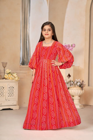 Heavy Georgette Digital Print Fully Flared Anarkali Gown for Girls Clothsvilla