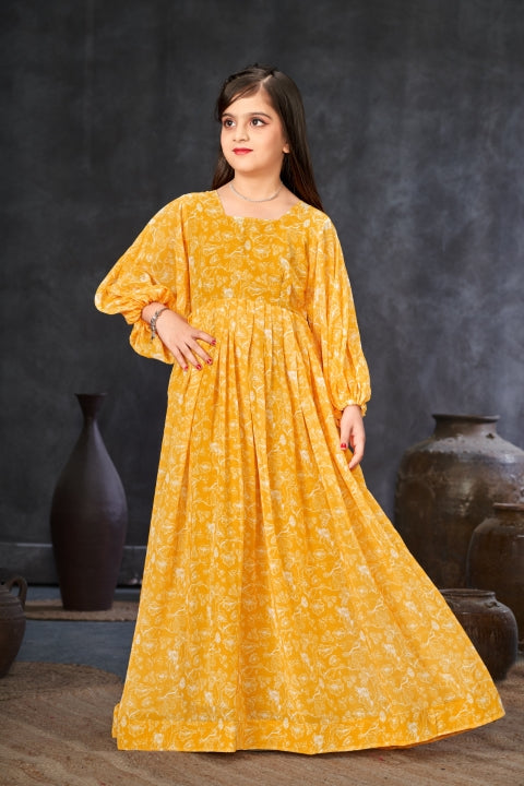 Heavy Georgette Digital Print Fully Flared Anarkali Gown for Girls Clothsvilla