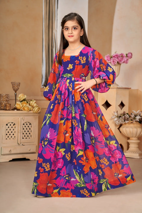 Heavy Georgette Digital Print Fully Flared Anarkali Gown for Girls Clothsvilla Main image