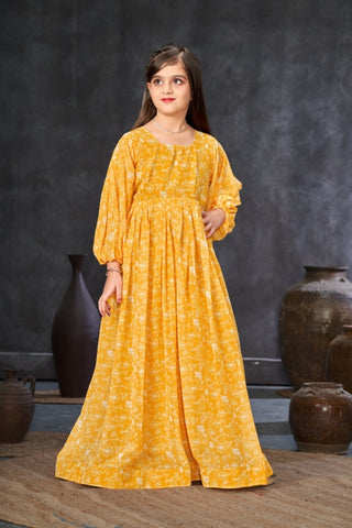 Heavy Georgette Digital Print Fully Flared Anarkali Gown for Girls Clothsvilla